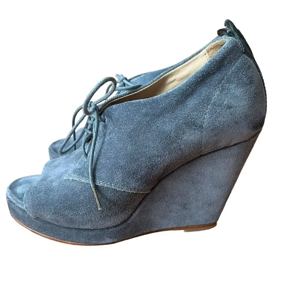 rag & bone Sahara Suede Open Toe Wedge Lace Up Heel Size 37 US 6.5